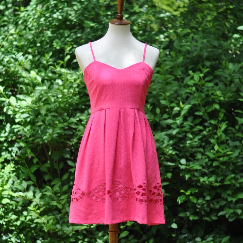 Bright Pink Spaghetti Strap Dress-Size M